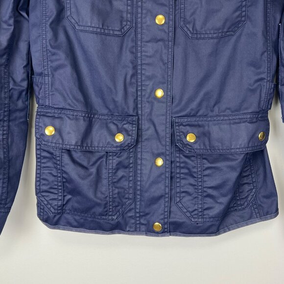 J Crew Womens Downtown Field Jacket Blue Waxed Cotton  Military 19034 size XXS - Picture 4 of 12
